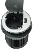 Schreibtisch-Einbausteckdose + USB Schutzkontakt Steckdosen 16A, USB 2,4A