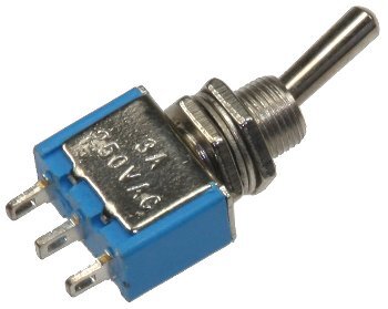 Miniatur Kippschalter 1x EIN/EIN 12V/3A, Lötösen, 3-Pin, Gewinde Ø 6mm