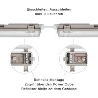 Feuchtraumfassung Feuchtraum-Wannenleuchte für 2 LED Röhren Länge wählbar 150 cm