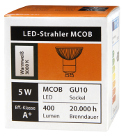 LED-Strahler McShine MCOB GU10, 5W, 400 lm, warmweiß, 10er-Pack