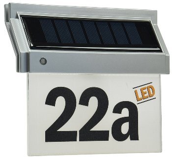 Solar Hausnummernleuchte mit LED 18x16x5cm, incl. Zahlen-/Buchstabensatz