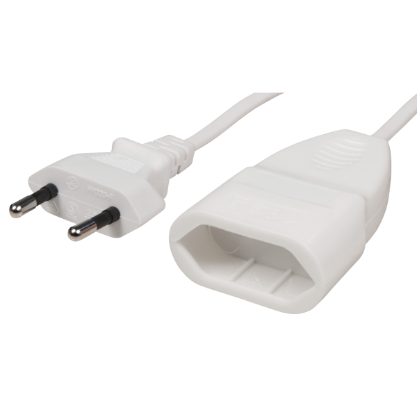 Verlängerungskabel McPower, 1m, Eurostecker auf Eurokupplung, weiß