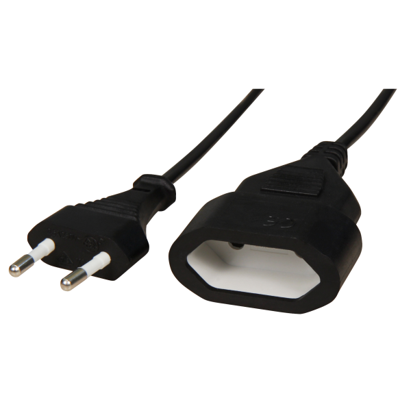 Verlängerungskabel McPower, 1m, Eurostecker auf Eurokupplung, schwarz