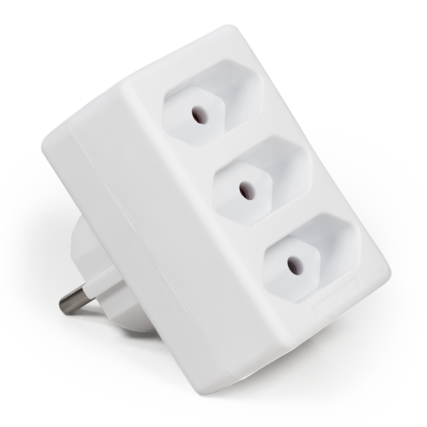 Steckdosenadapter McPower, 3x Euro, weiß