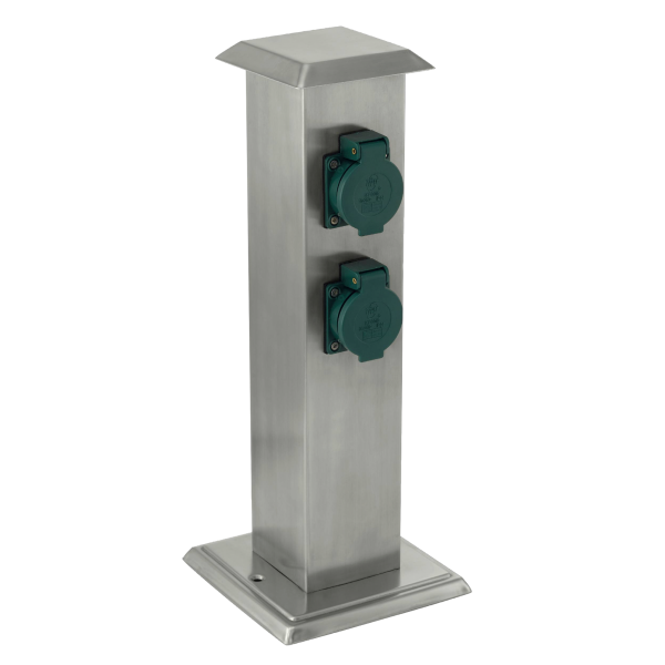Garten-Steckdosensäule EGLO Park 4, Edelstahl/Kunststoff, grün, 40x11x11cm