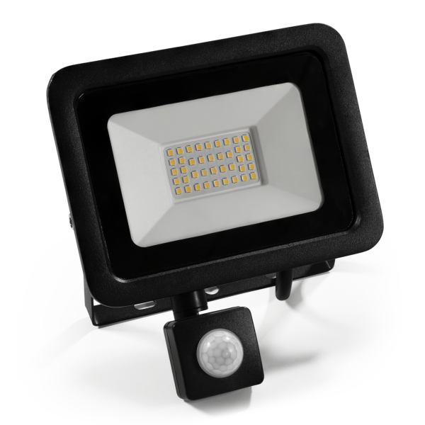 LED-Außenstrahler McShine Slim 30W, 2250lm, IP66, 4000K, Bewegungsmelder
