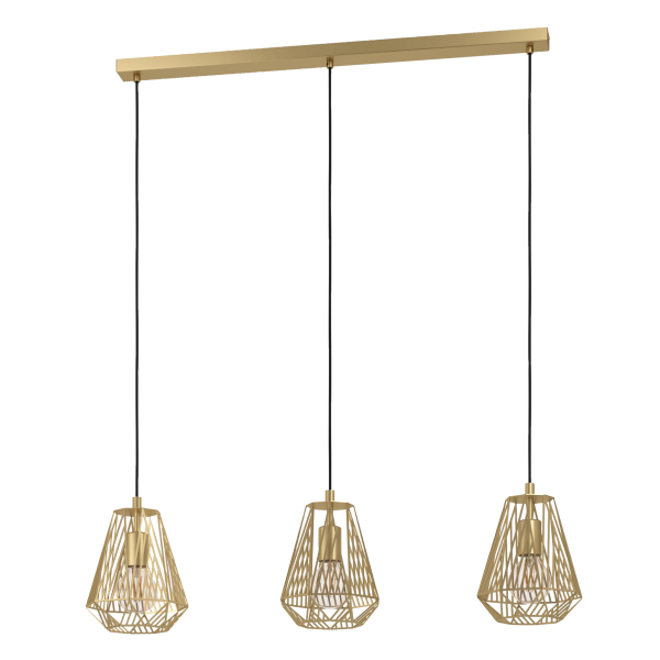 Hängeleuchte EGLO Stype, 3-flammig, E27, Stahl, gold, 96x20x110cm