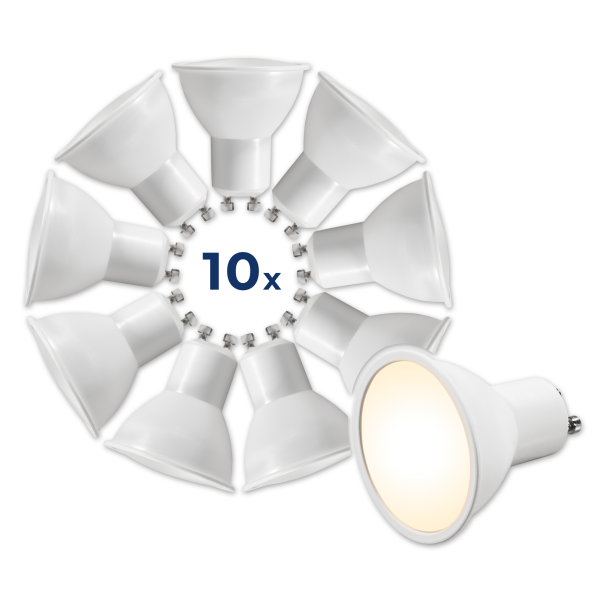 LED-Strahler McShine MS-60-10 GU10, 6W, 510lm, 3000K, warmweiß,10er-Pack