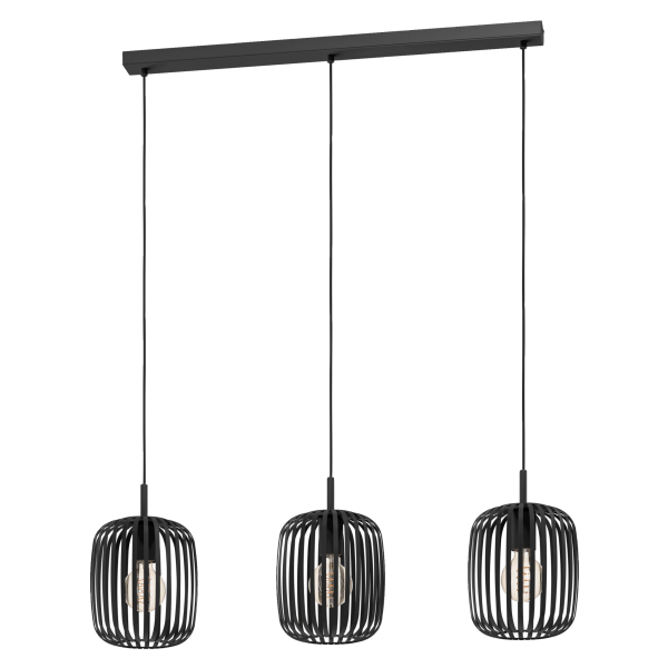 Hängeleuchte EGLO Romazzina, 3-flammig, E27, Stahl, schwarz, 110x20x90cm