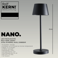LED-Tischleuchte ROLF KERN „Club Nano“ 21cm,...