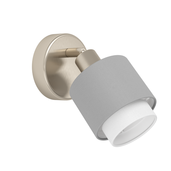 Wandleuchte EGLO Bellizzi, E14, Stahl/Textil, grau/weiß