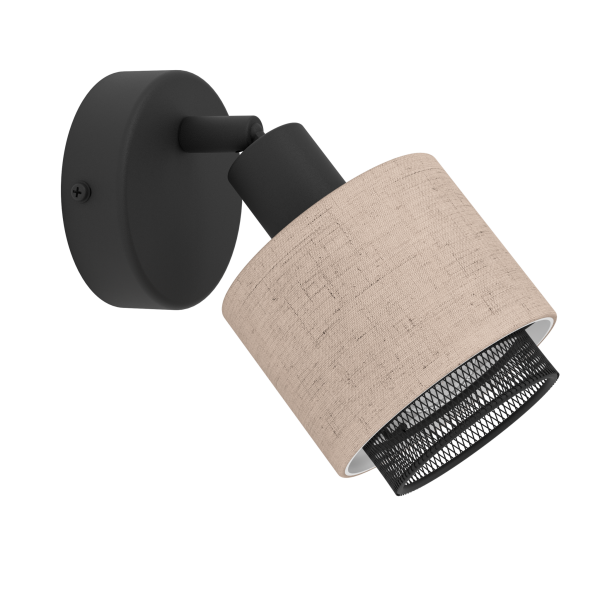 Wandleuchte EGLO Rosley, E14, 1-flammig, Stahl/Textil, Leinen/natur