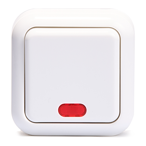 Schalter McPower Finery, 250V/10A, AP, weiß, mit Kontrollleuchte