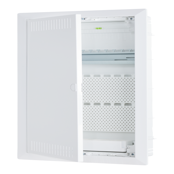 HW/UP Kommunikationsverteiler, 3-reihig, Montageplatte, 3-fach Steckdose