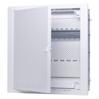 HW/UP Kommunikationsverteiler, 3-reihig, Montageplatte, 3-fach Steckdose