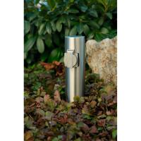 Außensteckdose 2-Fach, IP44, Edelstahl V2A, Ø118x300mm, 3680W/ 16A