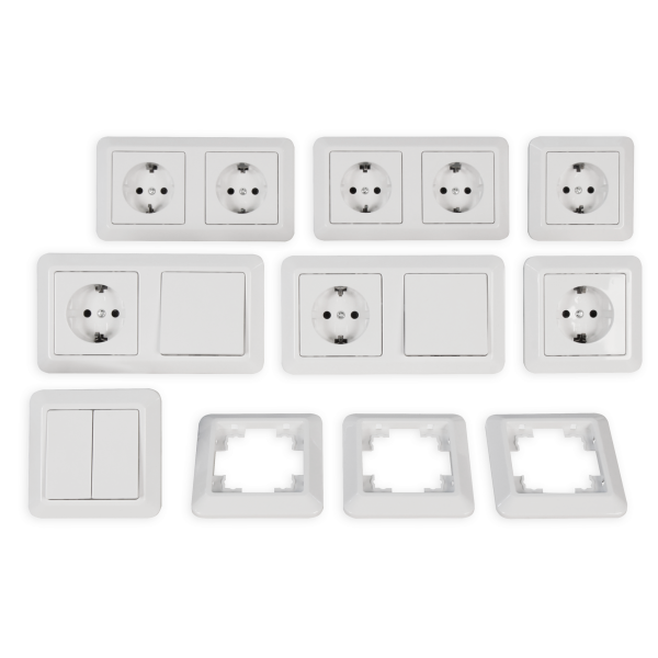 Schalter und Steckdosen Set McPower Cup Standard Plus, 21-teilig, weiß