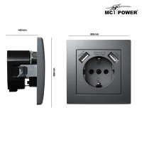 Schutzkontakt-Steckdose mit 2x USB McPower Flair, 250V, 5V/2,1A, UP, anthrazit
