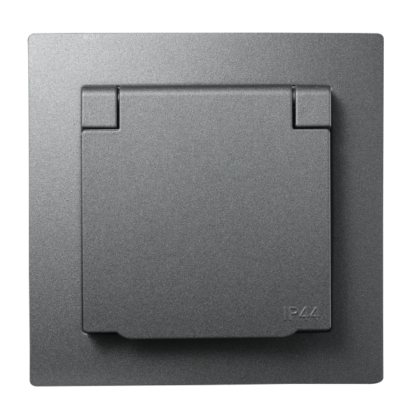 Schutzkontakt-Steckdose McPower Flair, 250V~/16A, UP, IP44, anthrazit