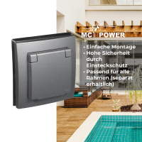 Schutzkontakt-Steckdose McPower Flair, 250V~/16A, UP, IP44, anthrazit