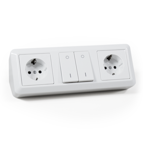 Steckdosenblock McPower Cup Aufbau, weiß, 2x Schutzkontakt + Schalter
