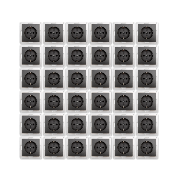 Schutzkontakt-Steckdose McPower Flair 250V~/16A, Einsteckschutz, 36er-Pack