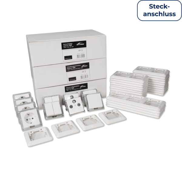 Schalter und Steckdosen Set McPower CUP Einfamilienhaus Profi, 94-teilig, Steckanschluss