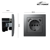 Schutzkontakt-Steckdose McPower Flair 1x USB-C 18W PD, 1x USB-A, anthrazit