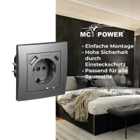 Schutzkontakt-Steckdose McPower Flair 1x USB-C 18W PD, 1x USB-A, anthrazit