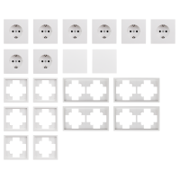 Schalter und Steckdosen Set McPower Shallow Standard 20-teilig, Steckanschluss, weiß