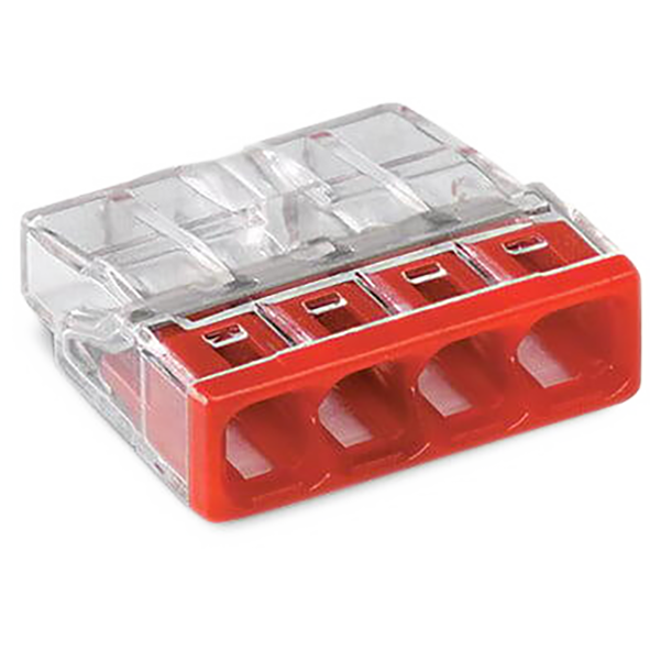 COMPACT-Verbindungsdosenklemme WAGO, eindrähtige Leiter, 4 Klemmstellen, rot