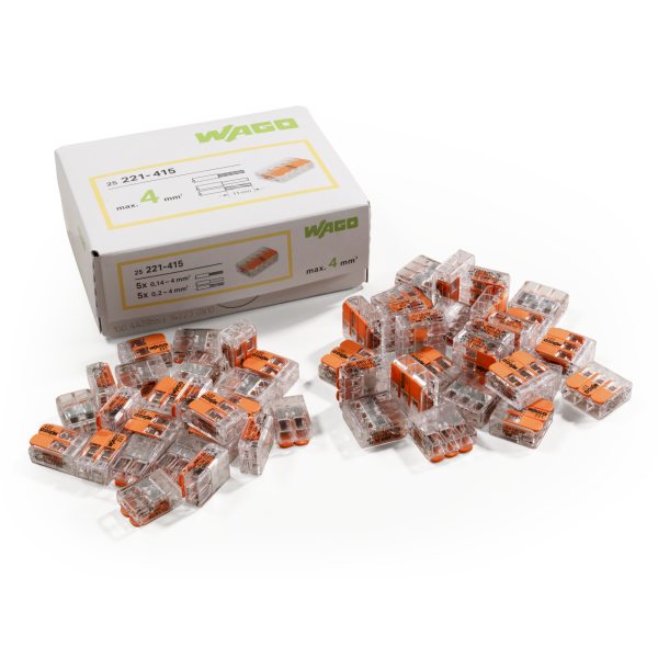 Klemmen-Set WAGO 75-teilig, 25x 221-412, 25x 221-413, 25x 221-415