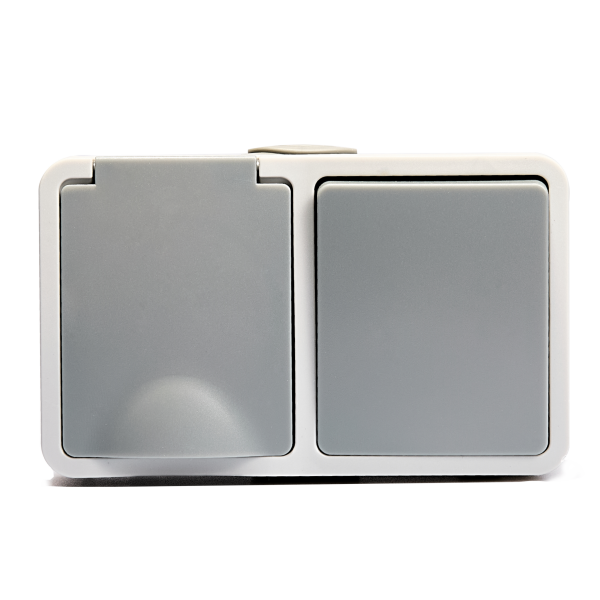 Feuchtraum Kombi-Dose McPower Fix,Schalter+Steckdose,Steckanschluss, 250V~, AP