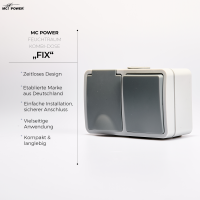 Feuchtraum Kombi-Dose McPower Fix,Schalter+Steckdose,Steckanschluss, 250V~, AP