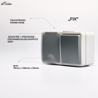 Feuchtraum Kombi-Dose McPower Fix,Schalter+Steckdose,Steckanschluss, 250V~, AP