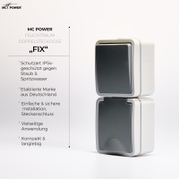 Feuchtraum Kombi-Dose McPower Fix,Schalter+Steckdose,Steckanschluss, 250V~, AP