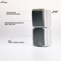 Feuchtraum Kombi-Dose McPower Fix,Schalter+Steckdose,Steckanschluss, 250V~, AP