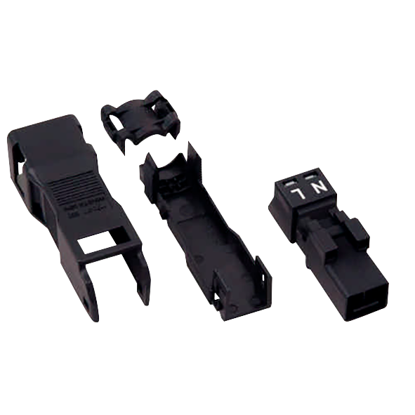 Stecker mit Zugentlastungsgehäuse WAGO, 2-polig, schwarz, 1,5mm²