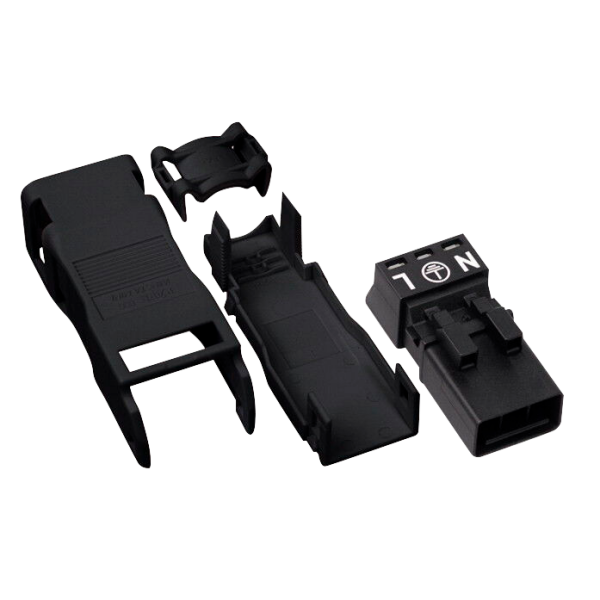 Stecker mit Zugentlastungsgehäuse WAGO, 3-polig, schwarz, 1,5mm²