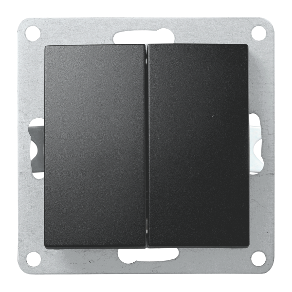 Wechselschalter McPower Flair 2-fach, 250V~/10A, UP, matt schwarz, Steckanschluss