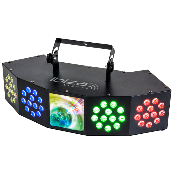 LED-Lichteffekt IBIZA COMBI-FX4 DMX gesteuert, 3in1 Wash-Moon-Strobe