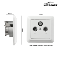 Antennendose McPower Cup für TV, Radio und Sat, UP, weiß