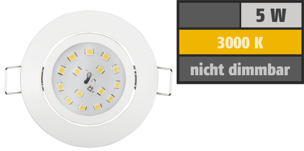 LED Einbauleuchte McShine Slim 82x28mm, 5W, 400lm, 3000K, weiß