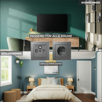 Antennendose McPower Flair für TV, Radio und Sat, UP, anthrazit