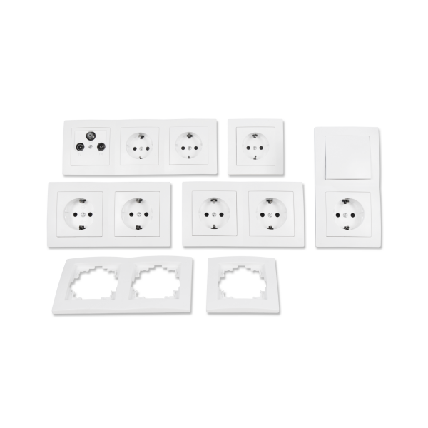 Schalter und Steckdosen Set McPower Flair Arbeitszimmer, 17-teilig, weiß