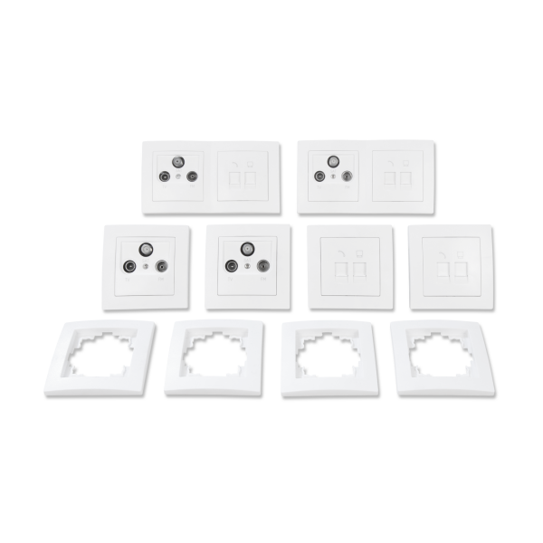 Schalter und Steckdosen Set McPower Flair Multimedia, 18-teilig, weiß