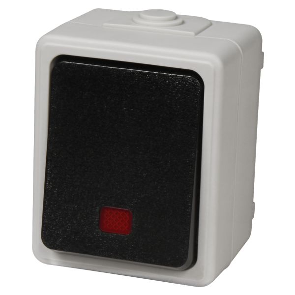 Feuchtraum Orientierungs-Schalter McPower Taff, 250V~/10A, IP44, AP, grau