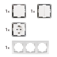 Schalter und Steckdosen Set McPower Flair Tür 3-fach, weiß, 4-teilig
