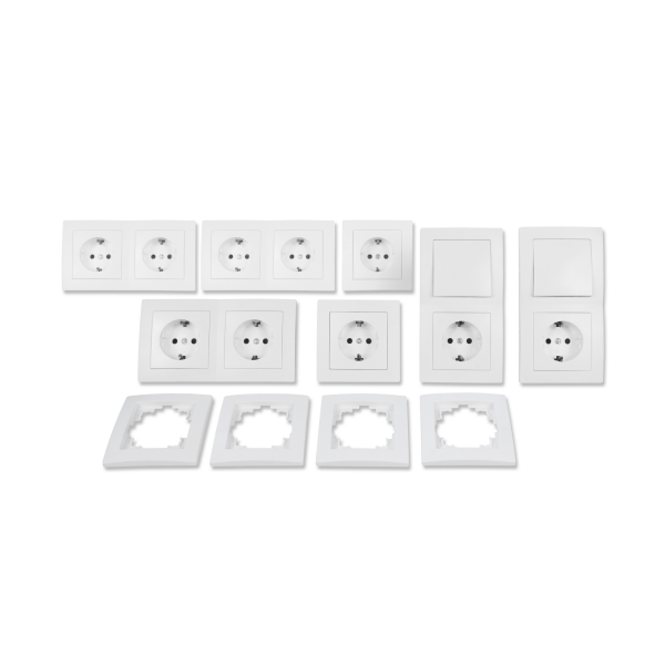 Schalter und Steckdosen Set McPower Flair Niveau, 23-teilig, weiß