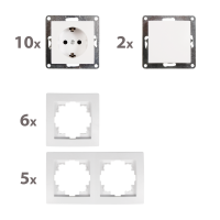 Schalter und Steckdosen Set McPower Flair Niveau, 23-teilig, weiß